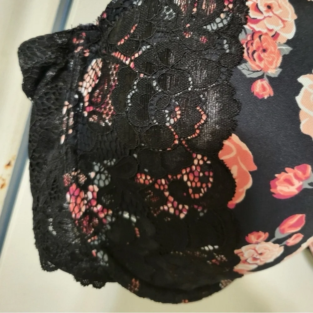 Ashley Stewart Black Floral Full Coverage Underwire Bra, Plus Size 46D NEW w/Tag - Picture 13 of 16
